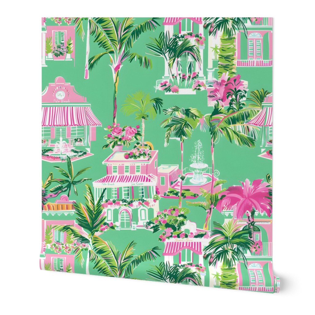 Lilly's Shopping Spree - Green Wallpaper 